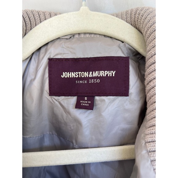 Johnston & Murphy Quilted Knit Zip Vest Women's Size S Beige Gray Puffer - Picture 2 of 8